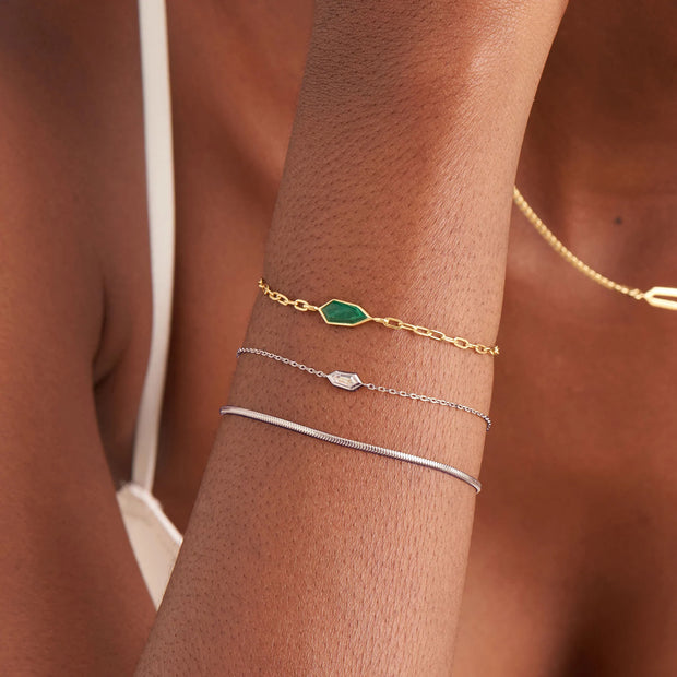Ania Haie 925 Sterling Silver Sparkle Emblem Dainty Chain Bracelet with CZ Stone. Bichsel Jewelry in Sedalia, MO. Shop online or in-store today!