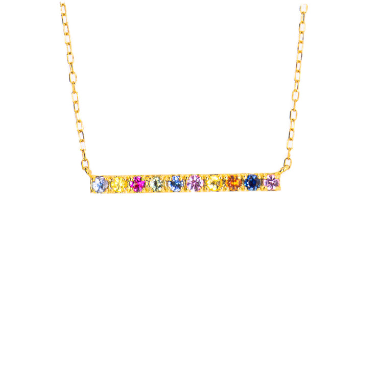 18K Yellow Gold Multi-Colored Sapphire Bar Necklace Sedalia MO Bichsel Jewelry