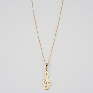 14K Yellow Gold Polished Treble Clef Pendant