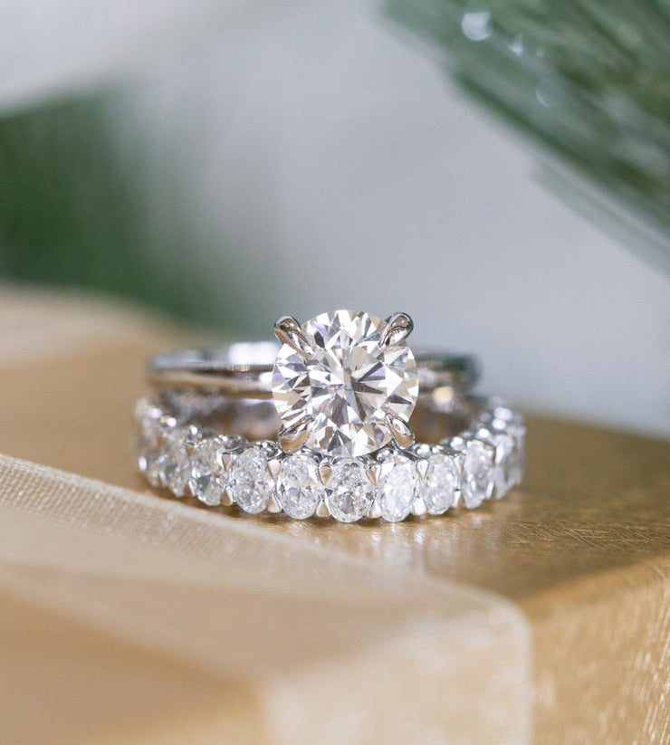 14K White Gold Oval Diamond Eternity Band