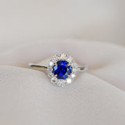 White Gold Sapphire Ring with Diamond Halo in Sedalia MO at Bichsel Jewelry