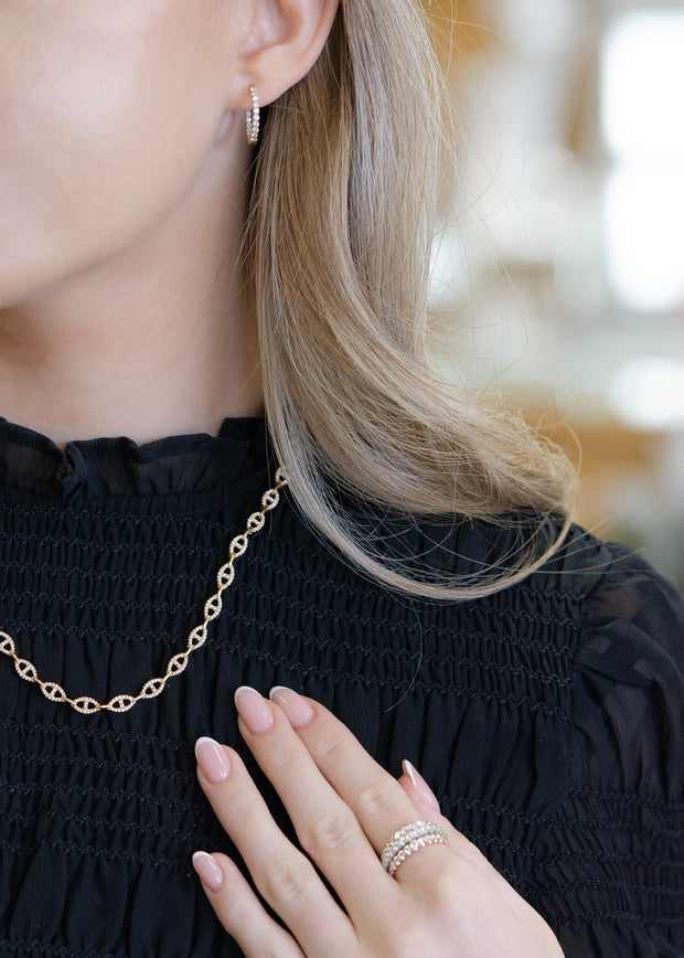 14K Yellow Gold Mariner Link Diamond Necklace