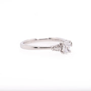 14K White Gold Oval Diamond Engagement Ring with Tapered Side Stones