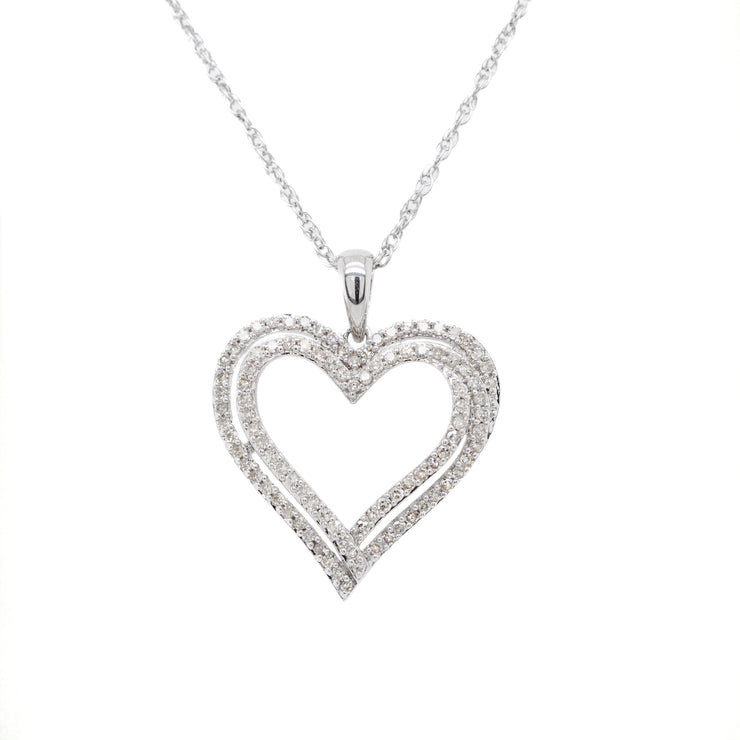 Sterling Silver & Diamond Heart Pendant