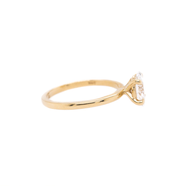 14K Yellow Gold Oval Solitaire Diamond Engagement Ring