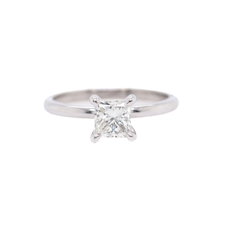 14K White Gold Princess Cut Solitaire Diamond Engagement Ring