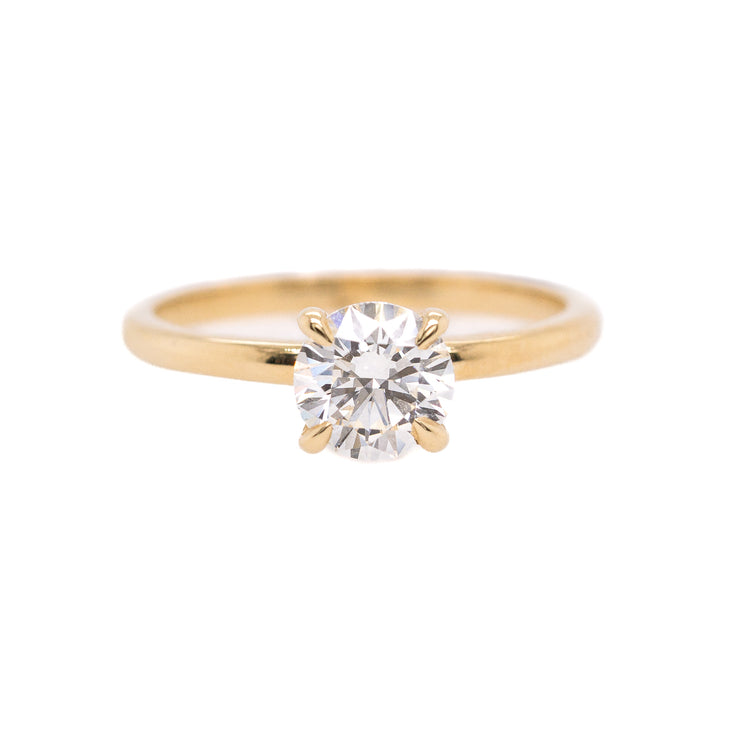 14K Yellow Gold Round Solitaire Diamond Engagement Ring