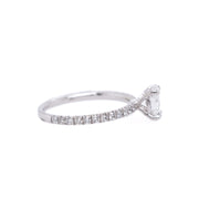 14K White Gold Oval Diamond Engagement Ring with Round Side Diamonds