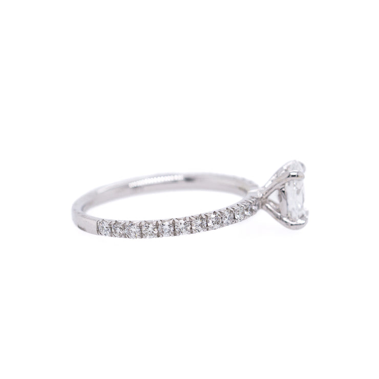 14K White Gold 0.80ct Oval Diamond Engagement Ring with 0.44ct Round Diamond Accent Band. Bichsel Jewelry in Sedalia, MO. Shop ring styles online or in-store today!