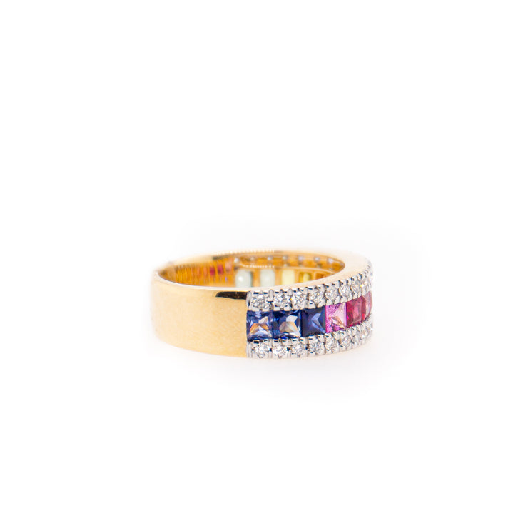 Rainbow Sapphire & Diamond Band