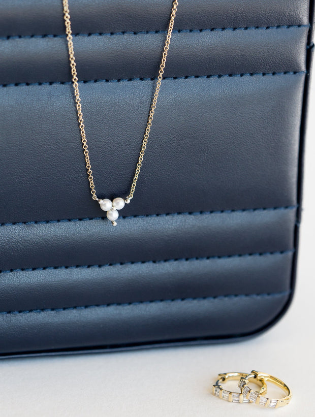 Gold Pearl Trio Necklace