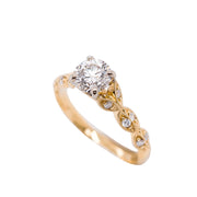 14K Yellow Gold Round 1.00ct Diamond Engagement Ring with Laurel Accent Band. Bichsel Jewelry in Sedalia, MO. Free Preferred Jewelers Warranty, free ring sizing. Shop online or in-store today!