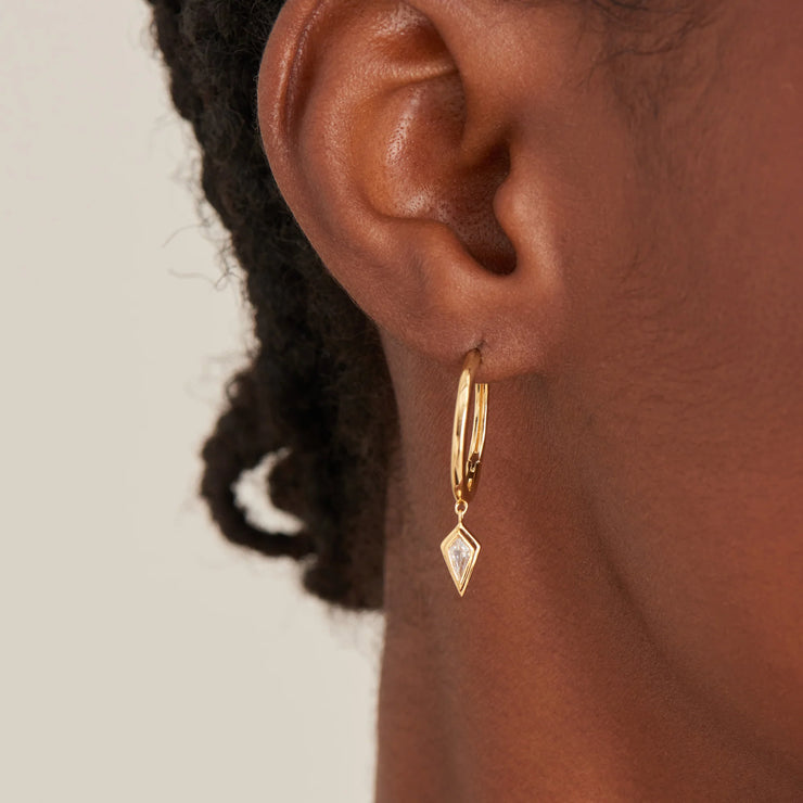 Ania Haie Gold Sparkle Drop Hoops, 14K yellow gold plated on sterling silver with CZ stones. Bichsel Jewelry in Sedalia, MO. Shop online or in-store today!