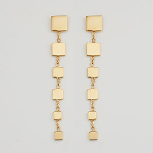 Gold Square Dangle Earrings