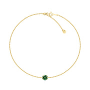 18K Yellow Gold Bracelet with Round Emerald Stone