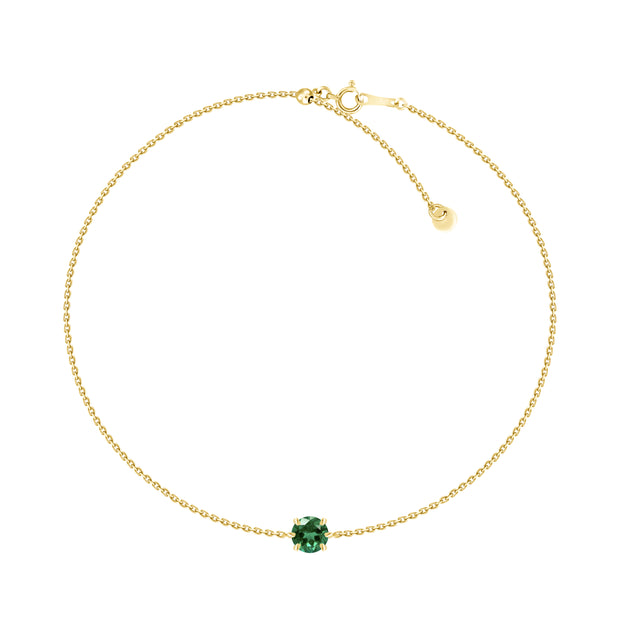 18K Yellow Gold Bracelet with Round Emerald Stone