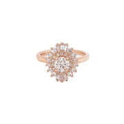 14K Rose Gold Ballerina Style Halo Round Engagement Ring 