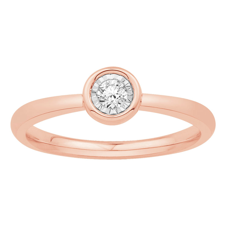 10K Rose Gold Bezel Set Diamond Ring