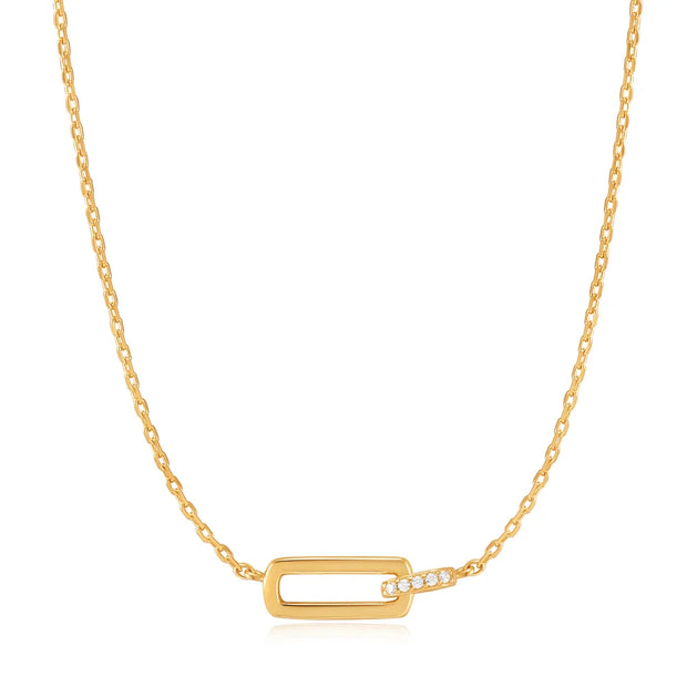 Ania Haie Glam Interlock Necklace. 14K Yellow Gold Plated on Sterling Silver with CZ stones. Bichsel Jewelry in Sedalia, MO. Shop online or in-store today!