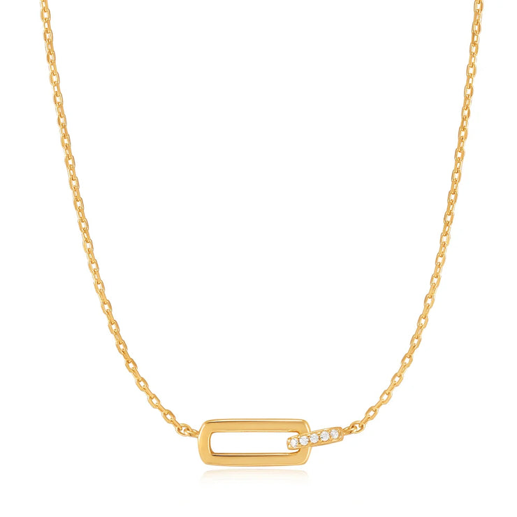 Ania Haie Glam Interlock Necklace. 14K Yellow Gold Plated on Sterling Silver with CZ stones. Bichsel Jewelry in Sedalia, MO. Shop online or in-store today!