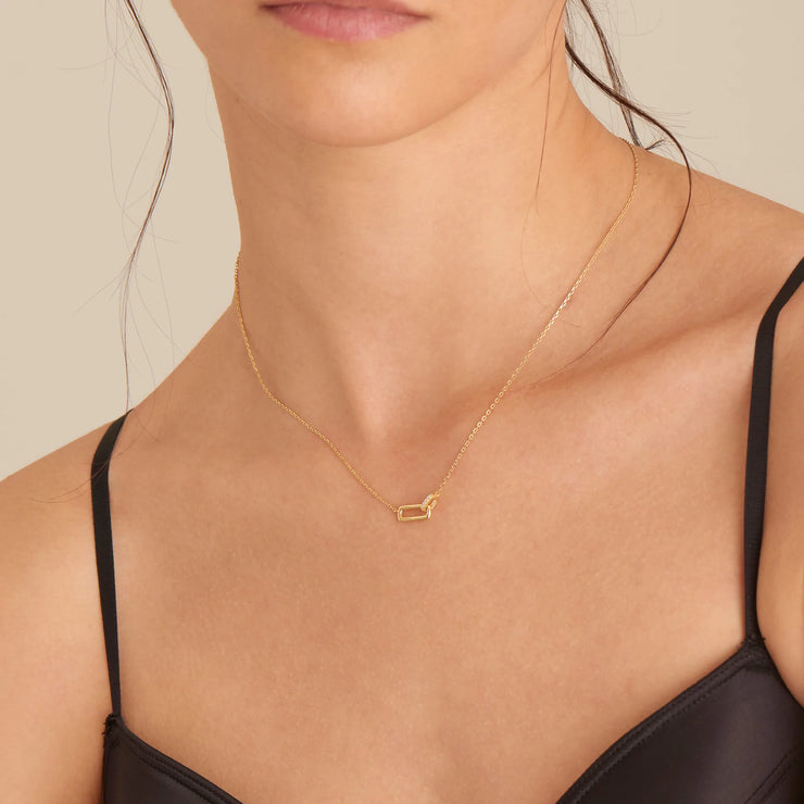 Ania Haie Glam Interlock Necklace. 14K Yellow Gold Plated on Sterling Silver with CZ stones. Bichsel Jewelry in Sedalia, MO. Shop online or in-store today!