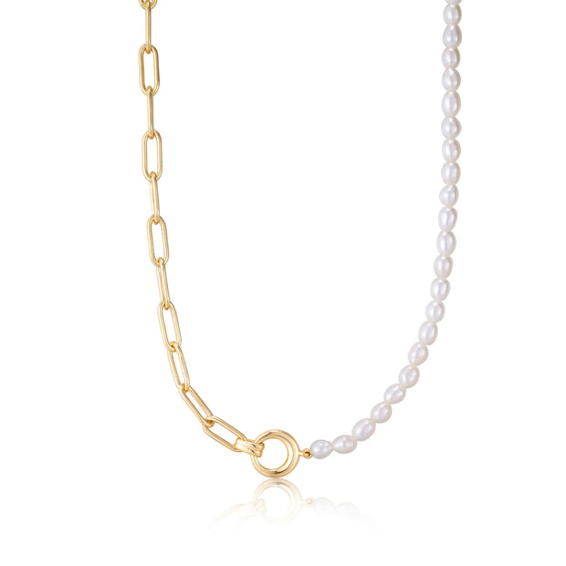 Ania Haie Gold Pearl Link Necklace