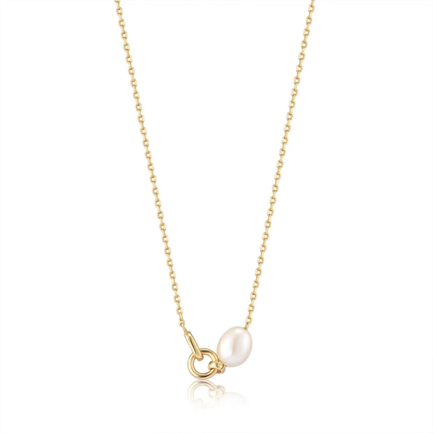Ania Haie Gold Pearl Link Chain Necklace, 925 Sterling Silver with 14K Yellow Gold Plating. Bichsel Jewelry in Sedalia, MO. Shop styles online or in-store today!