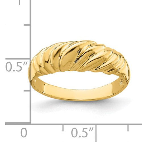 14K Yellow Gold Polished Croissant Dome Ring