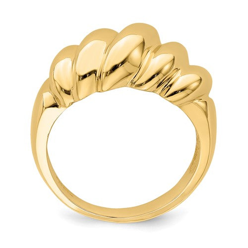 Bold 14K Yellow Gold Polished Croissant Dome Ring