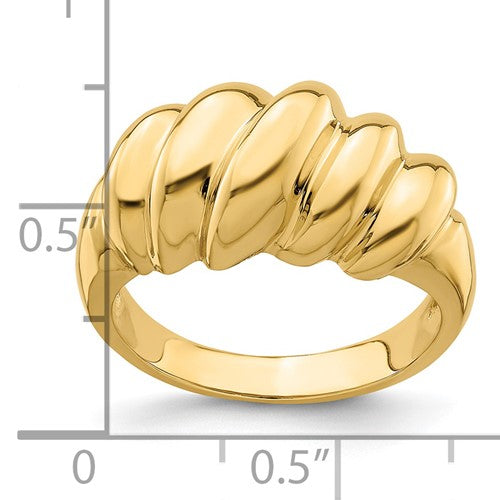 Bold 14K Yellow Gold Polished Croissant Dome Ring