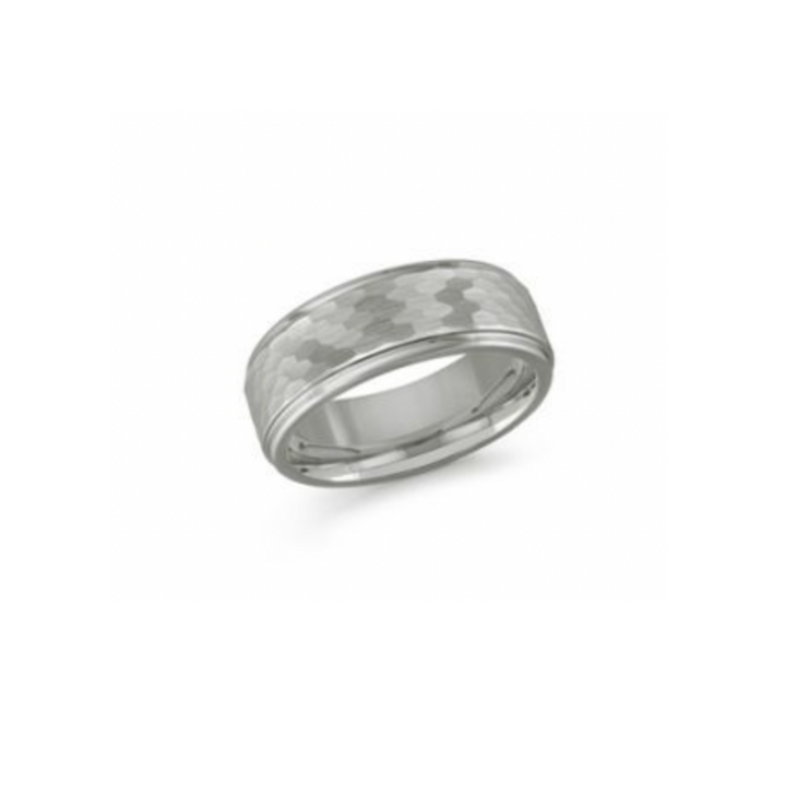 Hammered Silver Tungsten Band