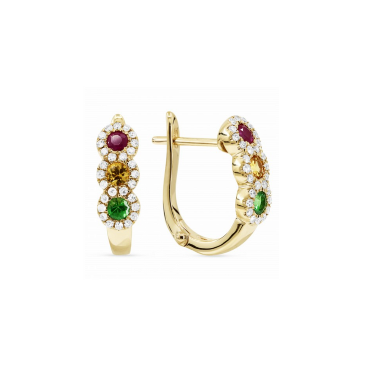 Gold Rainbow Sapphire Huggie Hoops