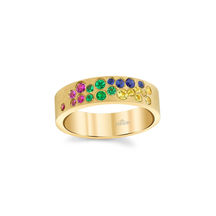 Rainbow Sapphire Gold Band