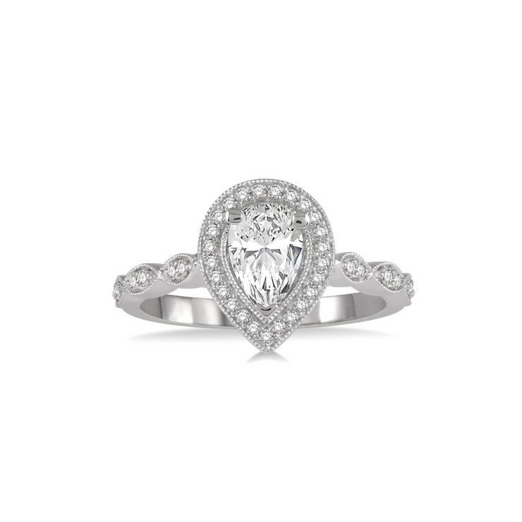 Pear Diamond Engagement Ring with Halo