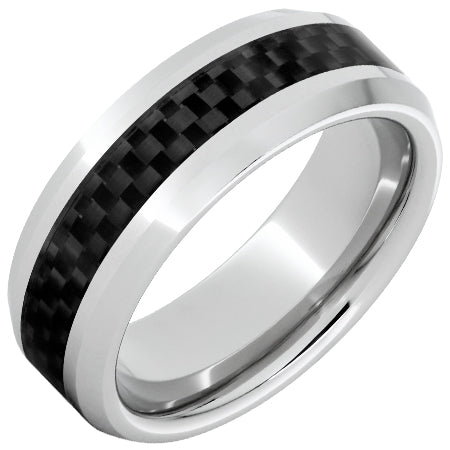 Serinium® Beveled Band with Black Carbon Fiber Inlay