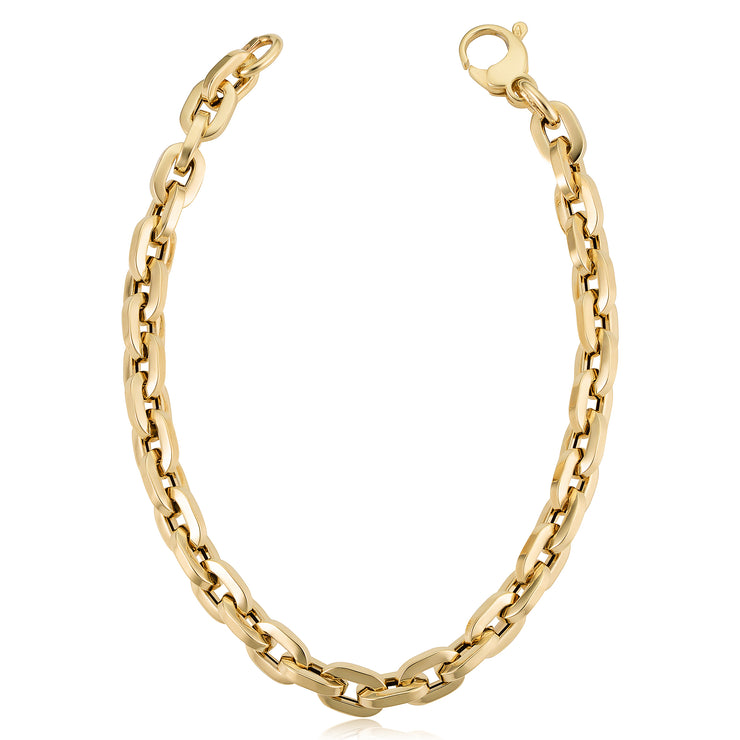 14K Yellow Gold Polished Square Link Bracelet