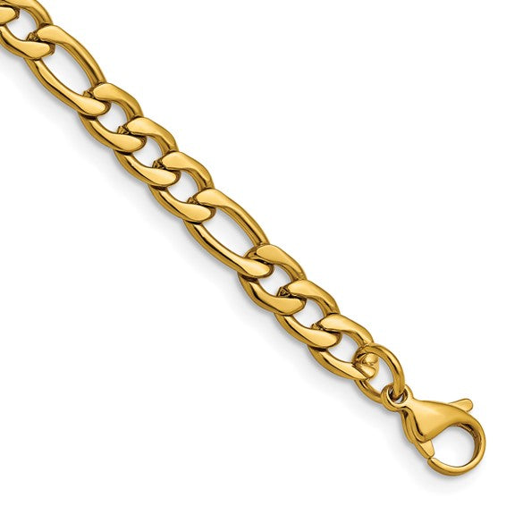 Stainless Steel Polished Figaro Chain Bracelet