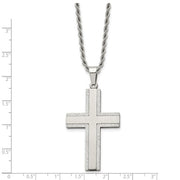 Stainless Steel Polished Cross Pendant with Laser-Cut Edges