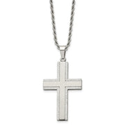 Stainless Steel Polished Cross Pendant with Laser-Cut Edges