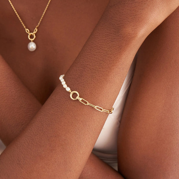 Ania Haie Gold Pearl Link Bracelet