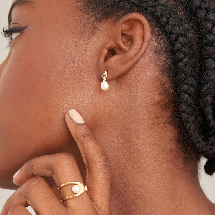 Ania Haie Gold Pearl Drop Earrings, 925 Sterling Silver with 14K Yellow Gold Plating. Bichsel Jewelry in Sedalia, MO. Shop styles online or in-store today!