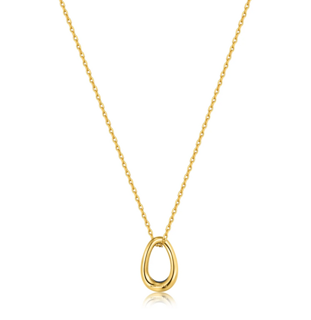 Ania Haie Navy Blue Enamel Gold Twisted Pendant Necklace