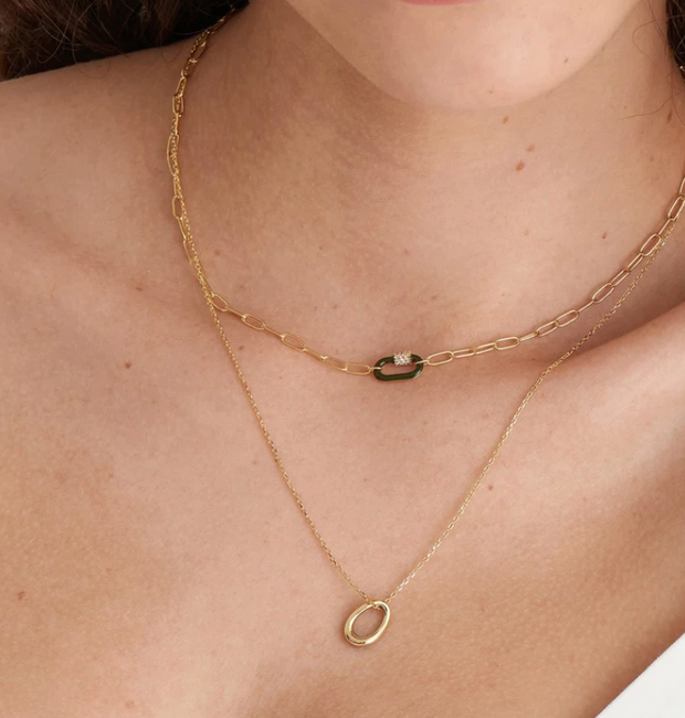 Ania Haie Navy Blue Enamel Gold Twisted Pendant Necklace