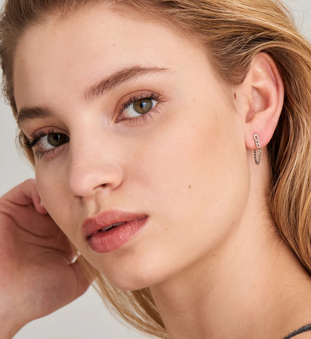 Ania Haie Silver Curb Chain Stud Earrings