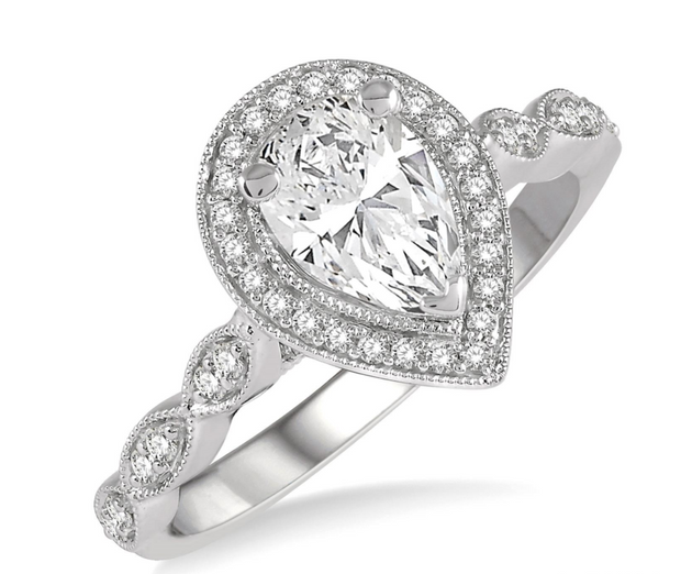 White Gold Pear Shape Engagement Ring