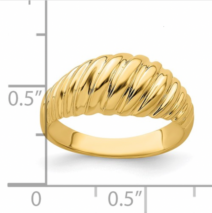 14K Yellow Gold Polished Croissant Dome Ring