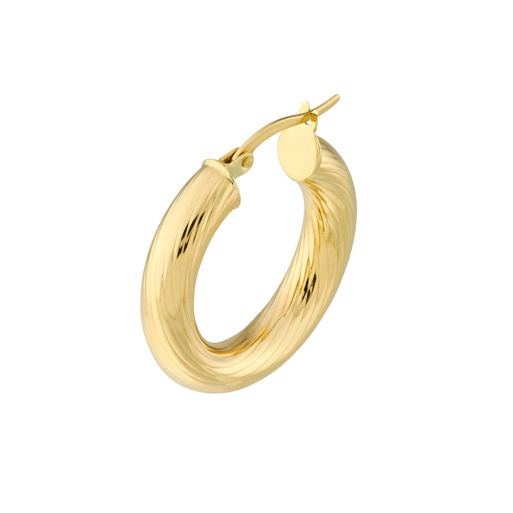 14K Yellow Gold Soft-Lined Hoop Earrings