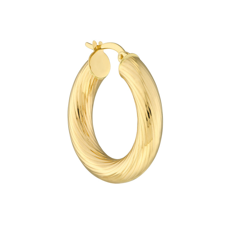 14K Yellow Gold Soft-Lined Hoop Earrings