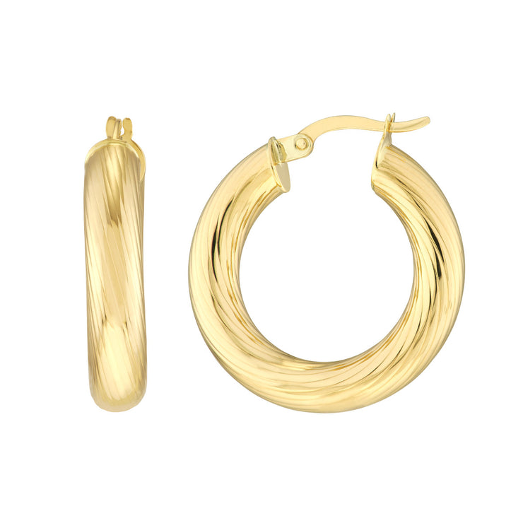 14K Yellow Gold Soft-Lined Hoop Earrings