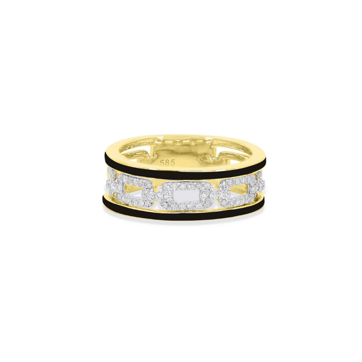 Gold Paperclip Diamond Ring